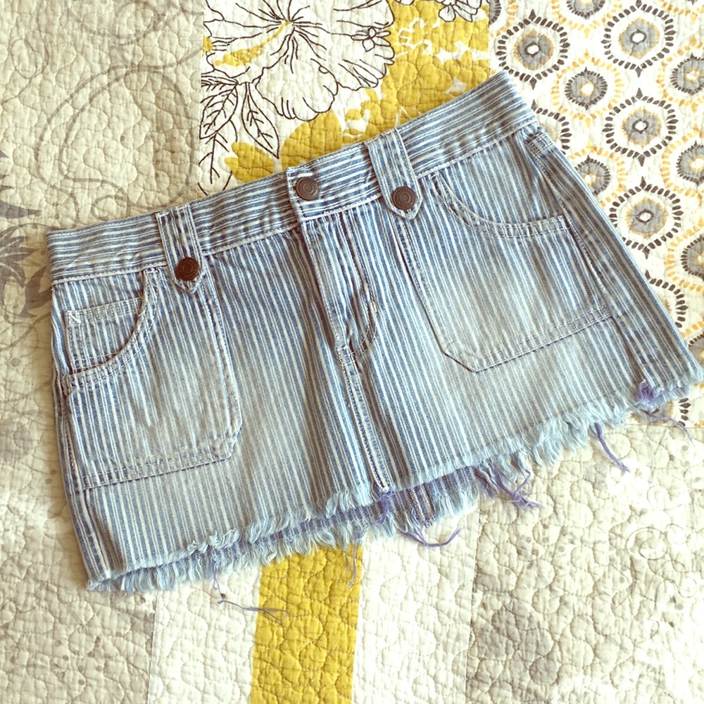 RARE Hollister Nearly Vintage Striped Jean Skirt